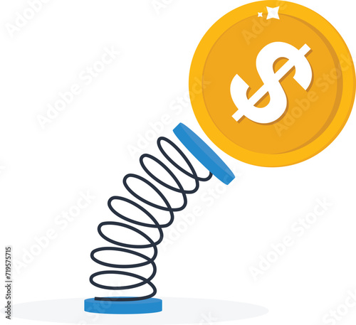 investment and speculation risk or price fluctuation and uncertainty, Crypto value swing up and down, Businessman trader holding swing unstable Dollar symbol concept,
