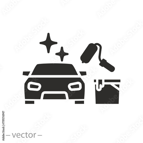 paint for auto body icon, car painting, flat symbol on white background - vector illustration