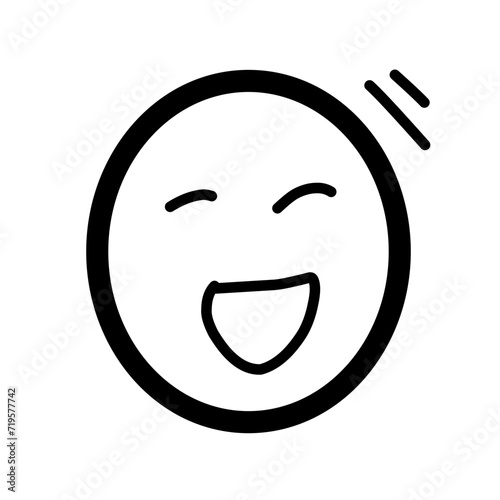 Doodle Emoji face icon set. Hand drawn sketch style. Emoji with different emotion mood, happy, sad, smile face. Comic line art vector illustration.