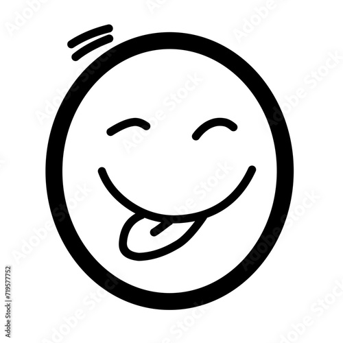 Doodle Emoji face icon set. Hand drawn sketch style. Emoji with different emotion mood, happy, sad, smile face. Comic line art vector illustration.