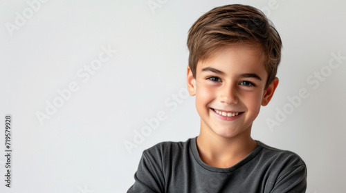 Smiling boy in casuals against white background