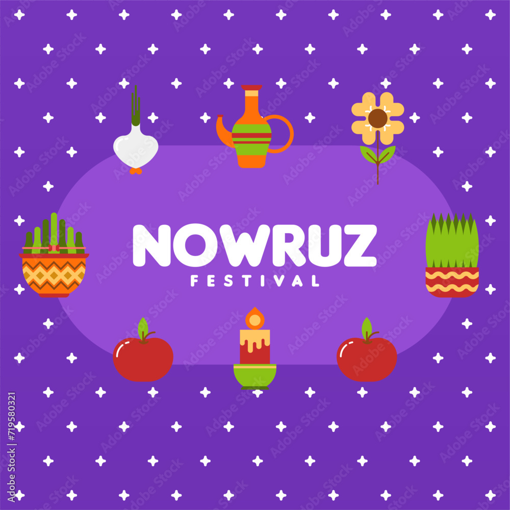 Happy nowruz instagram posts collection. Happy nowruz festival background illustration