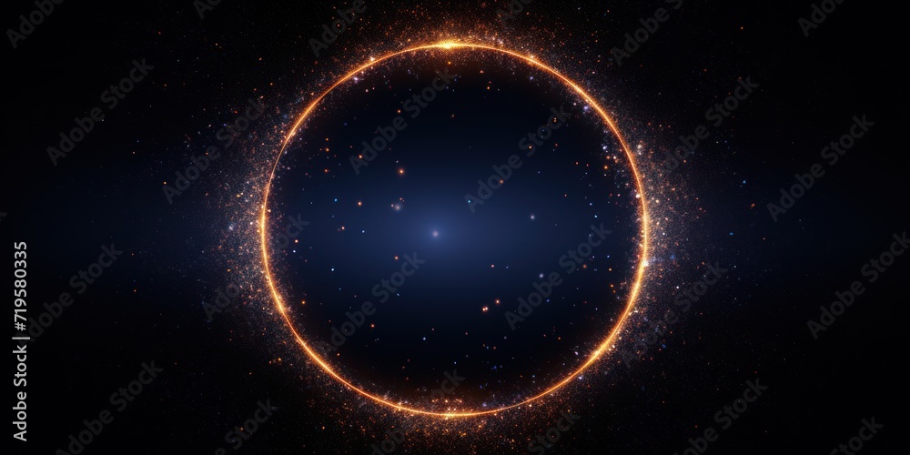 Indigo night glitter circle of light shine sparkles and copper sunrise spark particles