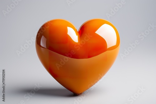 royal orange plain heart for valentine in white background