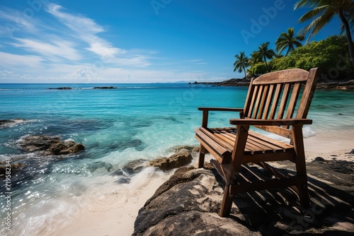 Relaxing beach chair tropical paradise travel vacation beautiful view