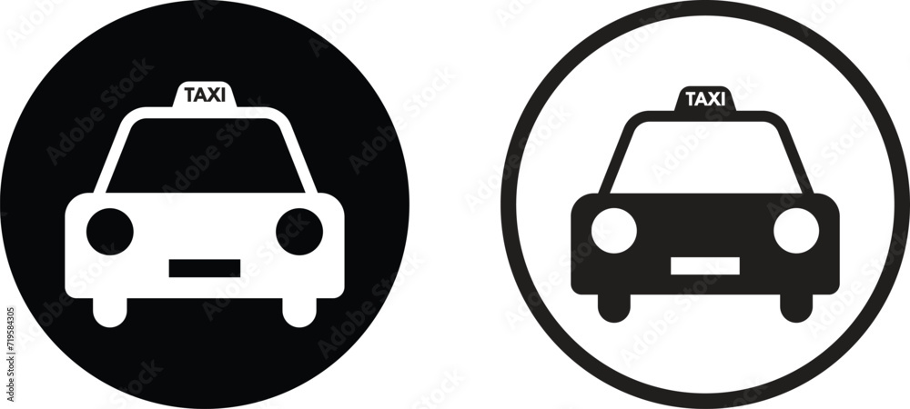 Taxi icon set in two styles isolated on white background . Vector illustration