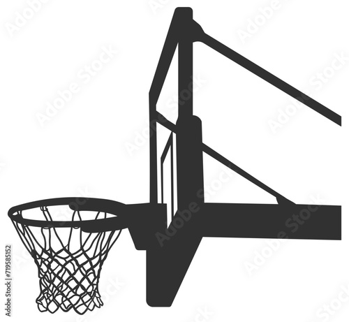 black silhouette of a basketball hoop without background photo