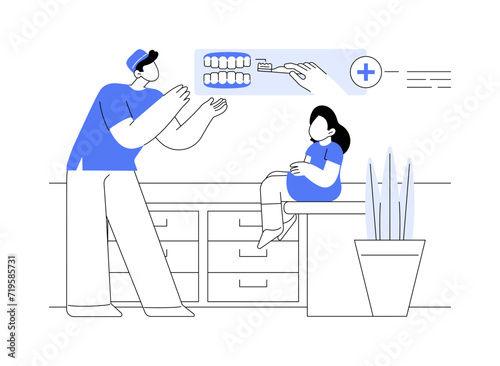 Oral hygiene instruction abstract concept vector illustration.