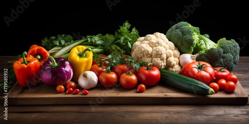 Vegetables wooden board  ingredients of food