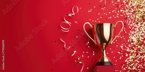 Golden trophy and streamers...