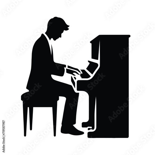 Pianist Silhouette Playing Grand Piano
