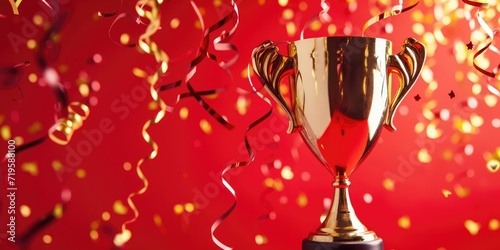 Golden trophy and streamers...