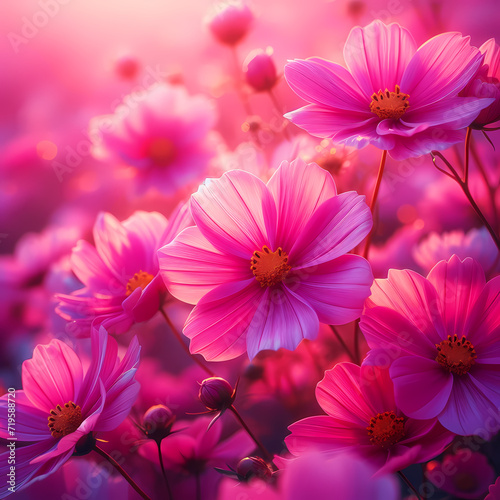  a visually stunning background featuring beautiful pink flowers in full bloom, Generative Ai