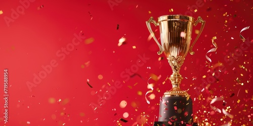 Golden trophy and streamers...