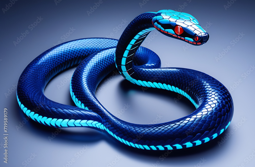 Cybernetic snake looks attentively,