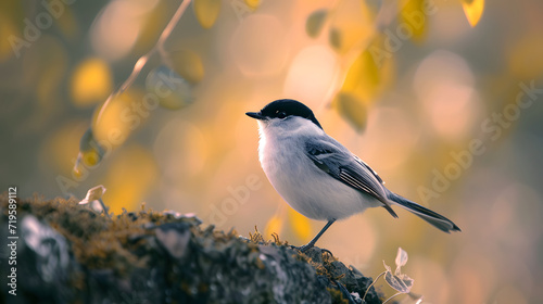 Elegant Bird Perched in Golden Autumn Light