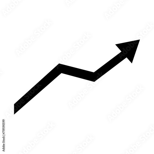 Growing graph bar icon business chart diagram symbol increase finance progress flat black element with arrow growth vector design background