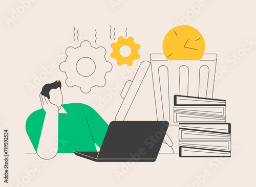 Procrastination abstract concept vector illustration.