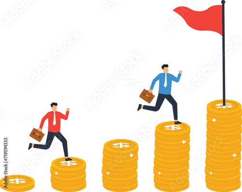 Challenge or business mission and pay raise salary increase, Wages or income growth and investment profit and earning rising up, Career development or wealth management concept,
