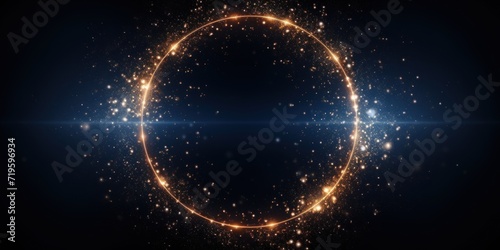 Indigo luminescence glitter circle of light shine sparkles and rose gold glow spark particles