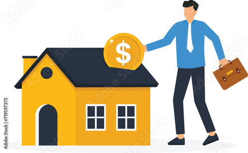 Down payment for house purchasing and mortgage or real estate loan, savings to buy new home or property investment or rental concept.
