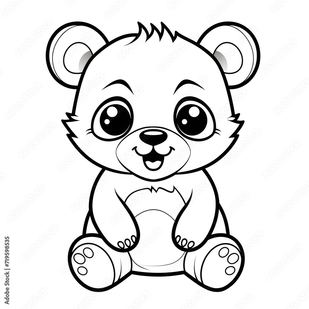 Obraz premium Adorable baby panda vector illustration for a kids' coloring book