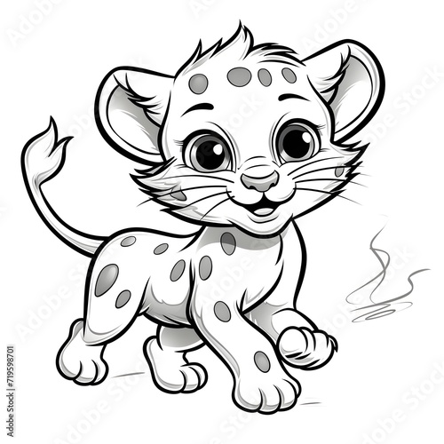 Adorable baby cheetah monkey vector illustration for a kids  coloring book
