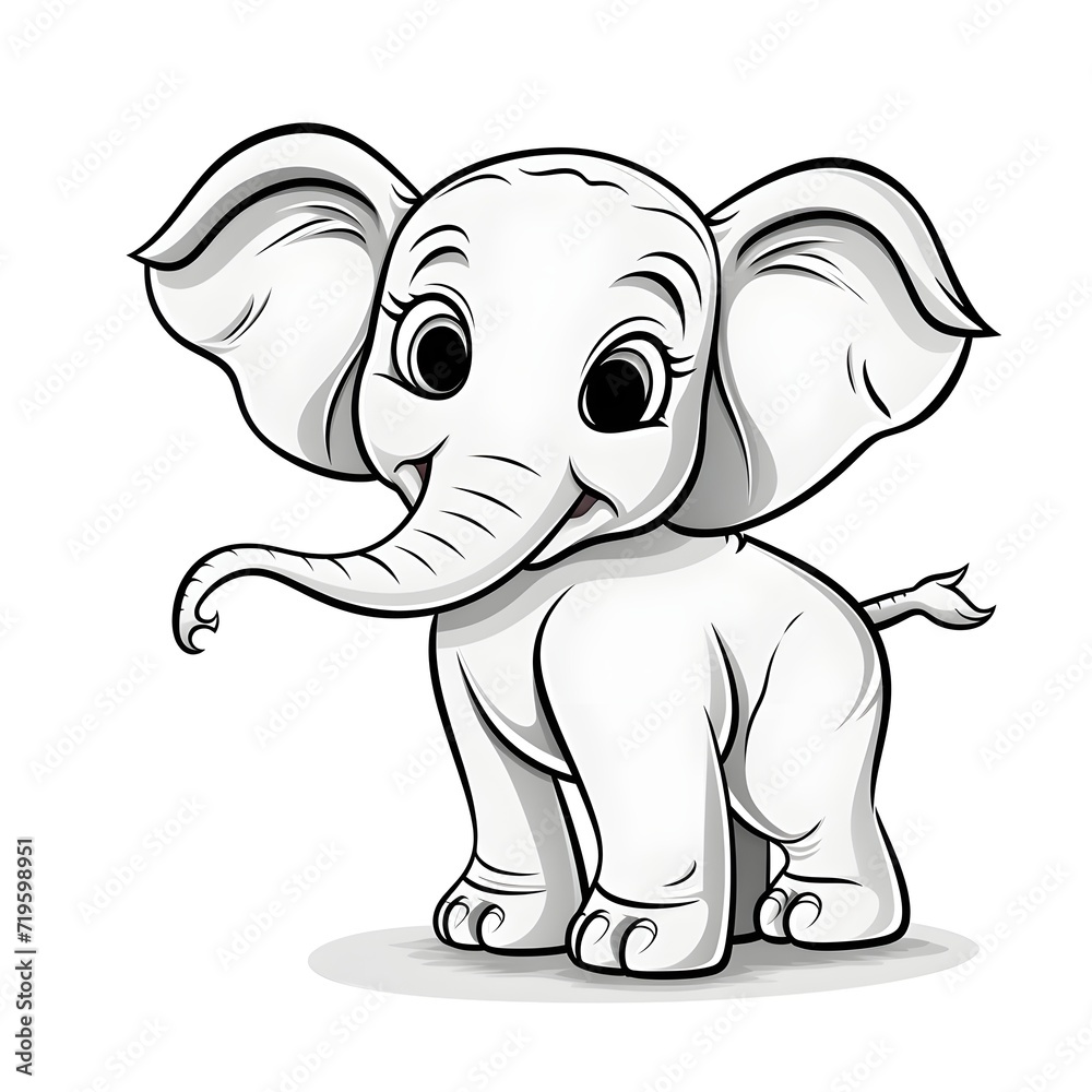 Obraz premium Adorable baby elephant vector illustration for a kids' coloring book