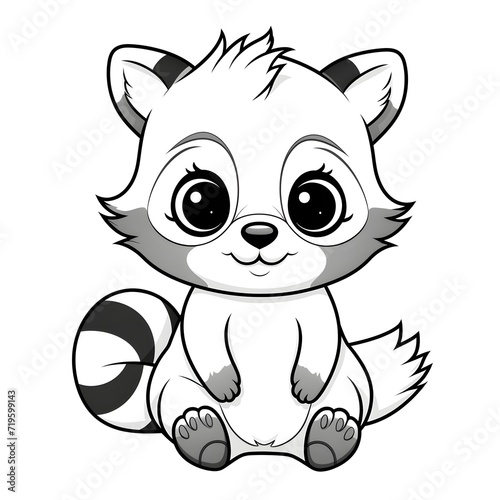 Adorable baby raccoon vector illustration for a kids  coloring book