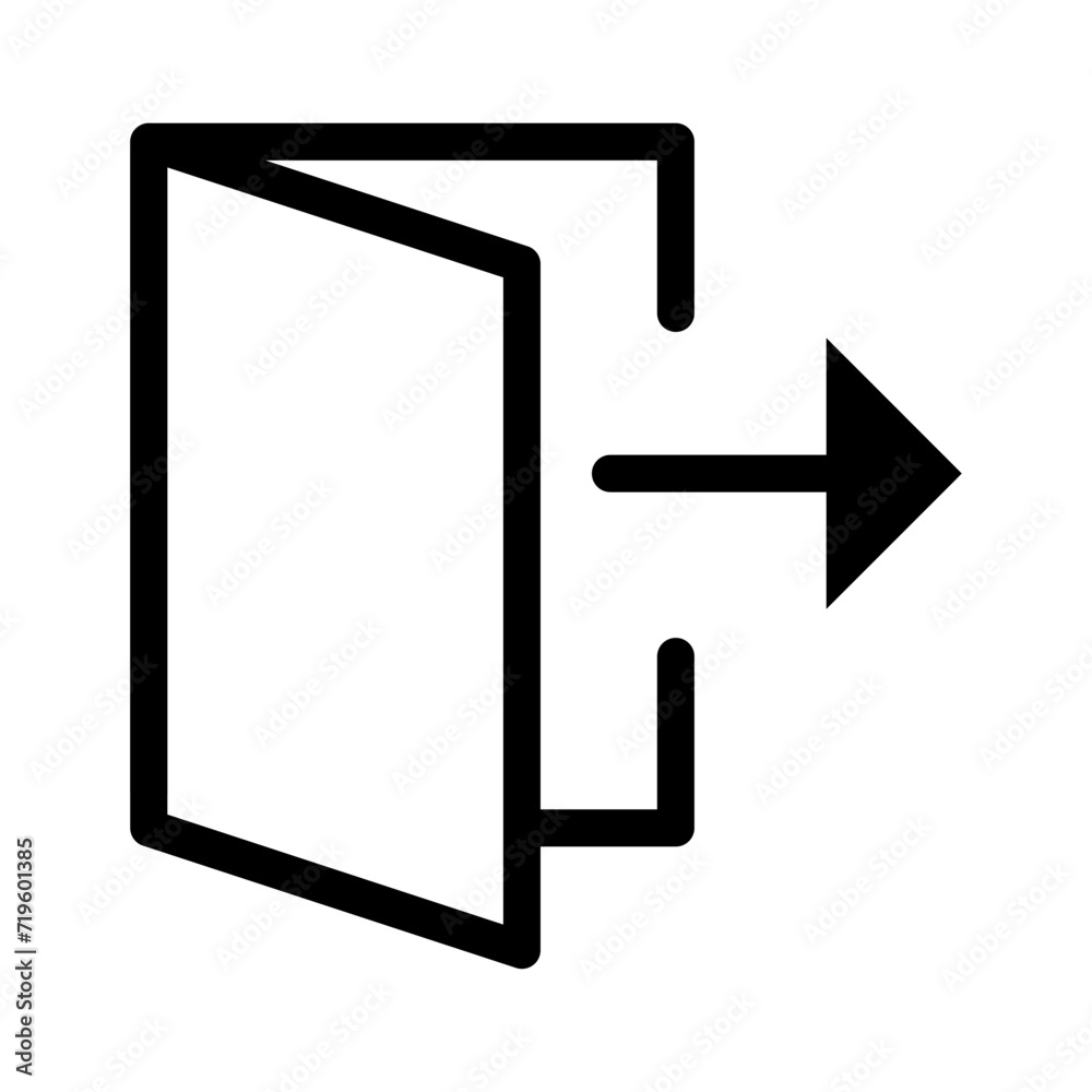 Vector black line icon exit door sign isolated on white background Vector black line icon exit door sign isolated on white background