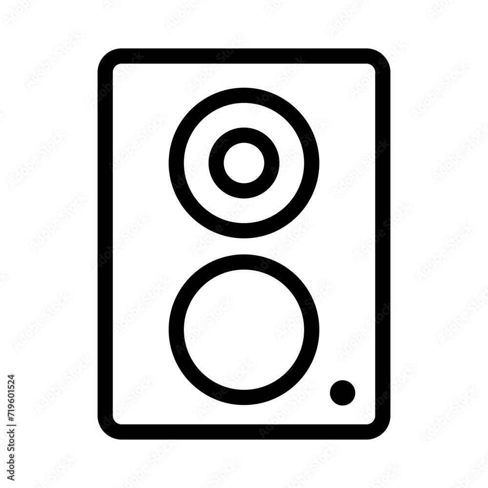 Vector black line icon music speaker isolated on white background Vector black line icon music speaker isolated on white background