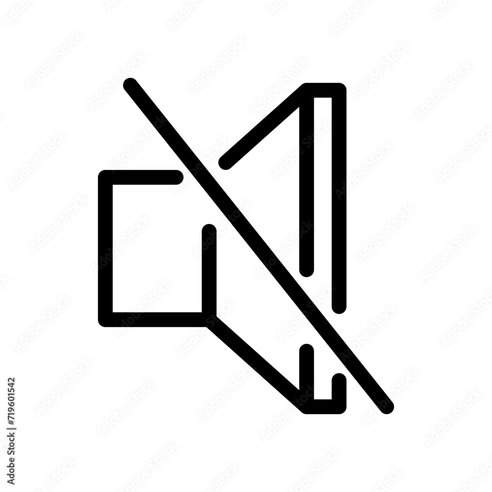 Vector black line icon mute sound isolated on white background Vector black line icon mute sound isolated on white background