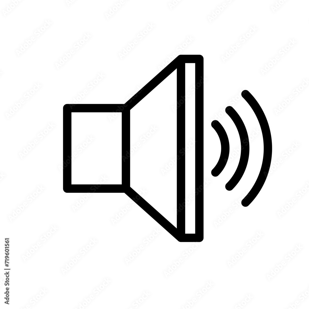 Vector black line icon turn on the sound isolated on white background Vector black line icon turn on the sound isolated on white background