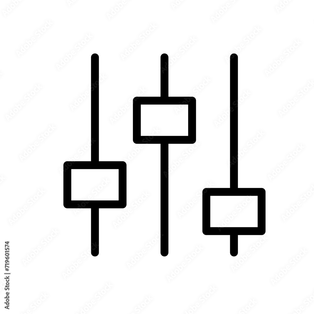 Vector black line icon audio mixer isolated on white background Vector black line icon audio mixer isolated on white background