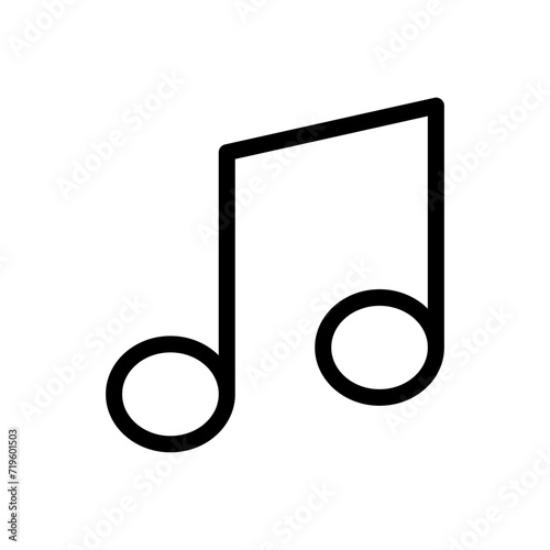 Vector black line icon musical note isolated on white background