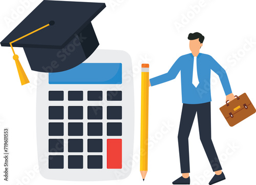 Student loan calculation and education budget allocation, University expense and debt pay off or scholarship payment concept,
