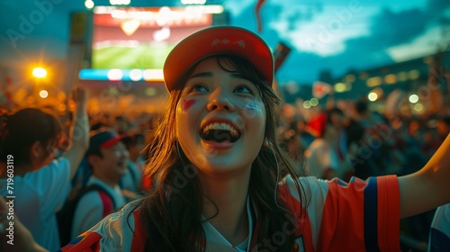 Ecstatic Sports Fan at Game