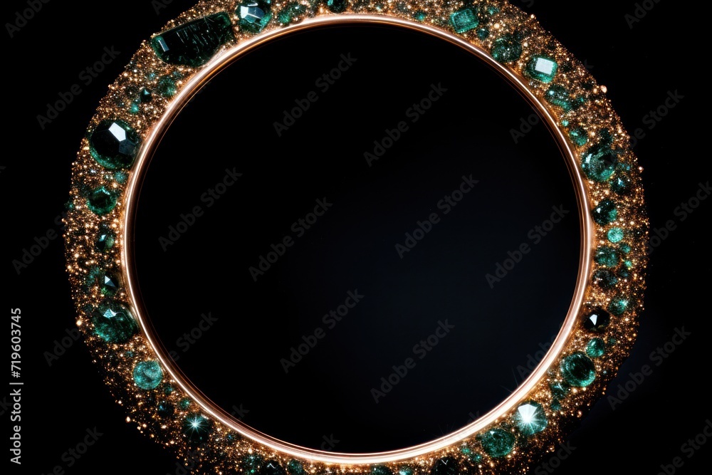 Jadeite glitter circle of light shine sparkles and copper penny spark particles in circle frame