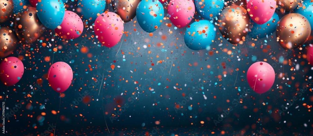 colorful balloons on a dark background