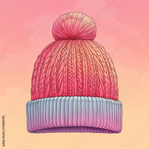 Colorful Knitted Winter Hat Illustration