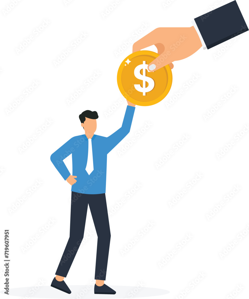 Employee bonus money salary or income increase based on work performance or prize or gift to boost employee morale, Giant boss hand giving stack of coins money to happy office workers concept,
Employee bonus money salary or income increase based on work performance or prize or gift to boost employee morale, Giant boss hand giving stack of coins money to happy office workers concept,