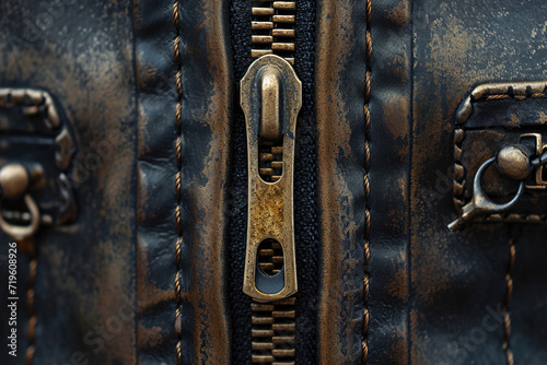 Close-up of the teeth of a zipper, metallic details in an unexpected way.