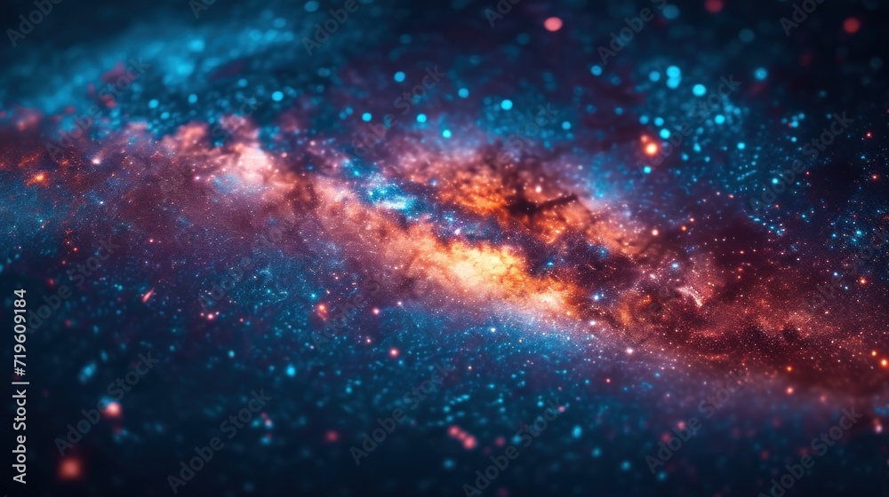 a close up of a very bright blue and red galaxy with a star cluster in ...