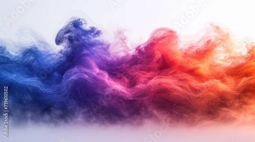  a multicolored cloud of smoke on a white background with a blue sky in the background and a white sky in the foreground with a small amount of smoke in the foreground.