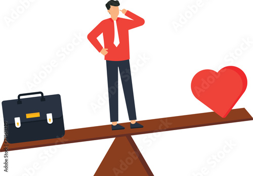 Work life balance and working lifestyle compromise with family or personal health, Choice or balance between work stress and relaxation concept,

