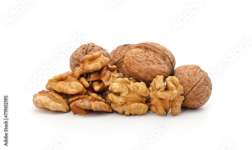 Walnuts and their kernels.