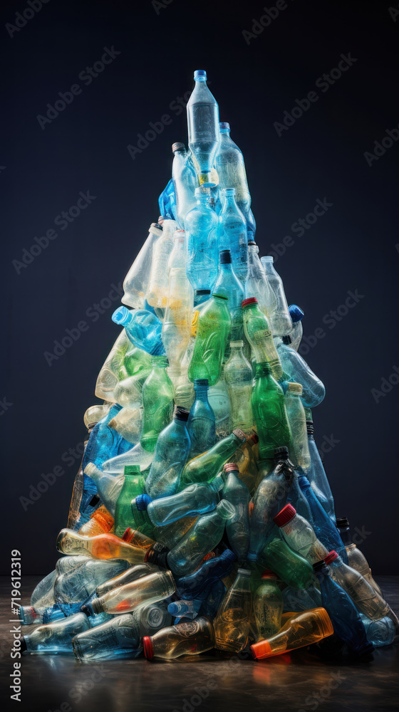 Fototapeta premium ai generative illustration of a plastic bottle rubbish stack