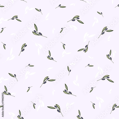Olive leaves hand drawn leaves seamless pattern for textile