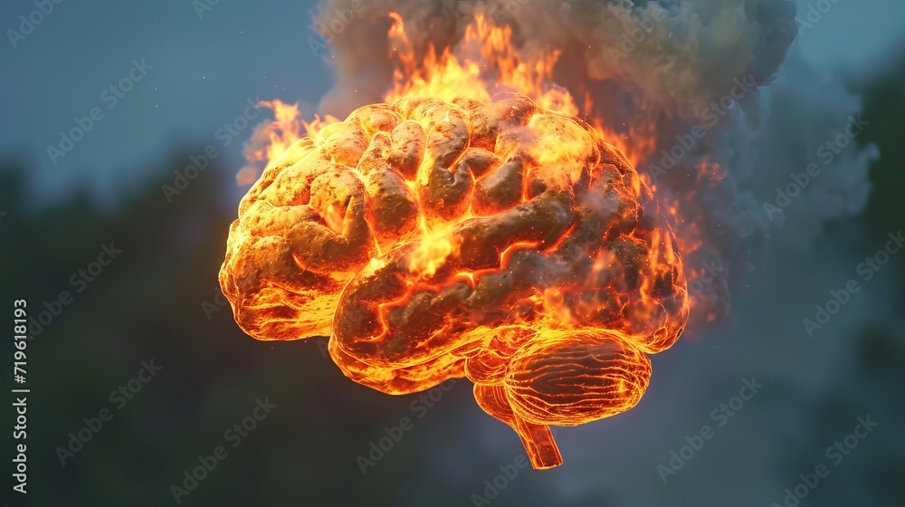 Exploding brain on fire with parkinson s, alzheimer s, dementia, or ...
