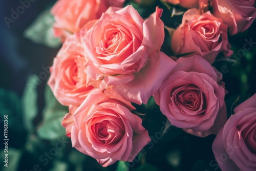 pink roses bouquet HD 8K wallpaper Stock Photographic Image